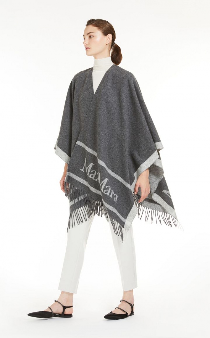 Capses Max Mara Jacquard Wool Poncho Luz Cinzentas | MMR593950