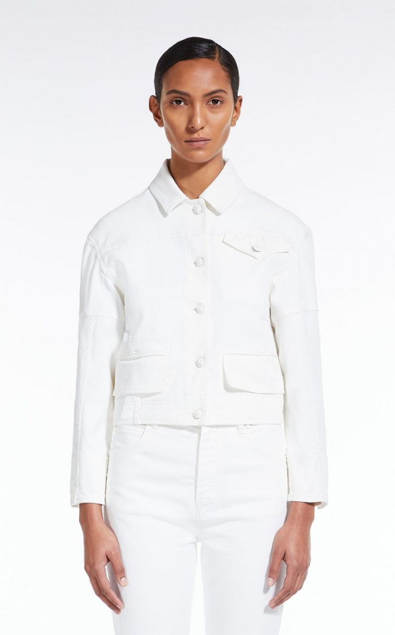 Casacos Max Mara Bull Cotton Cropped Branco | MMR594085