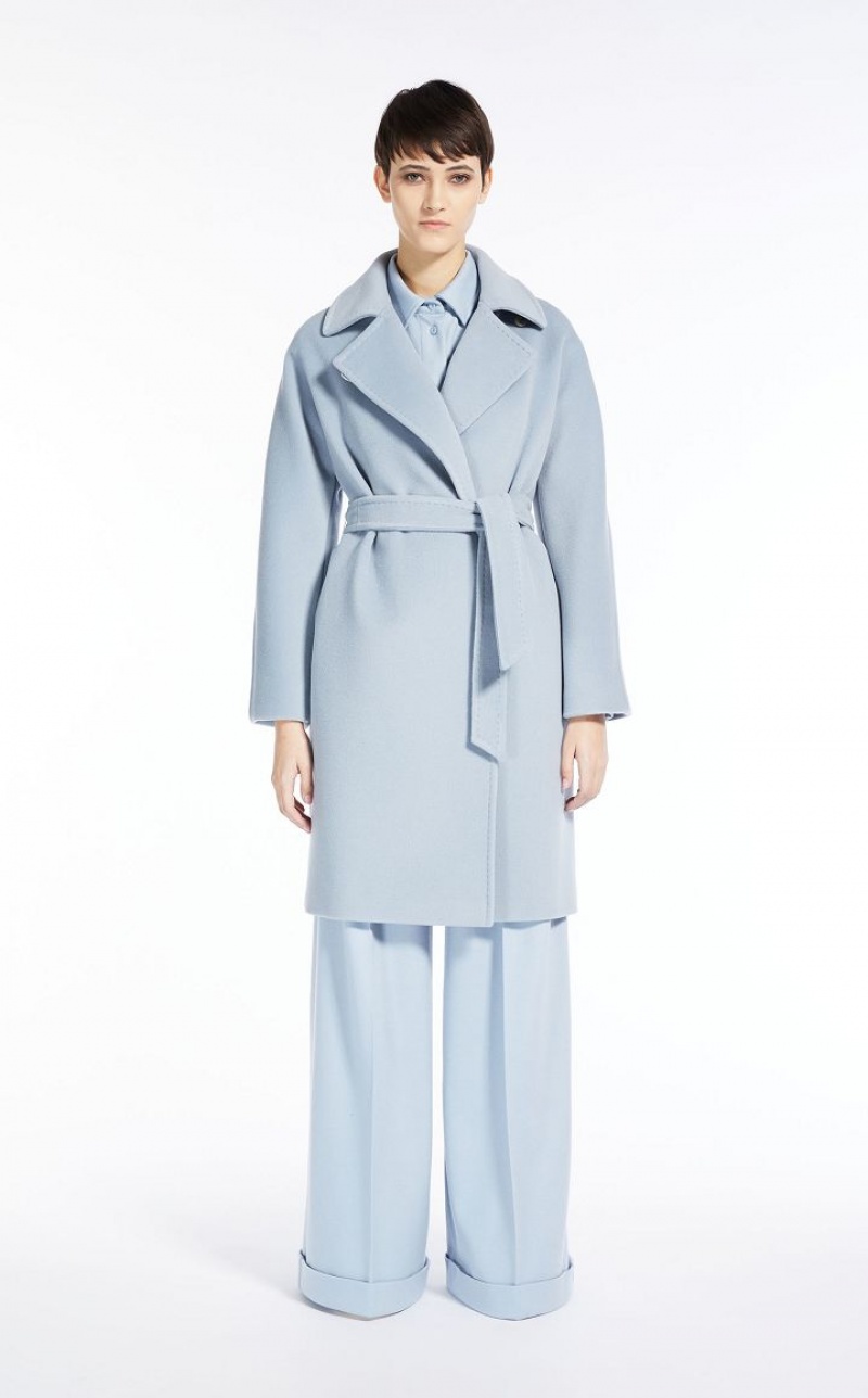 Casacos Max Mara Cashmere And Wool Robe Luz Azuis | MMR593876