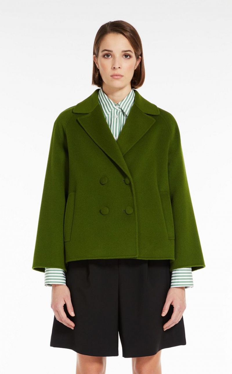 Casacos Max Mara Double-breasted In Wool Verdes | MMR594095