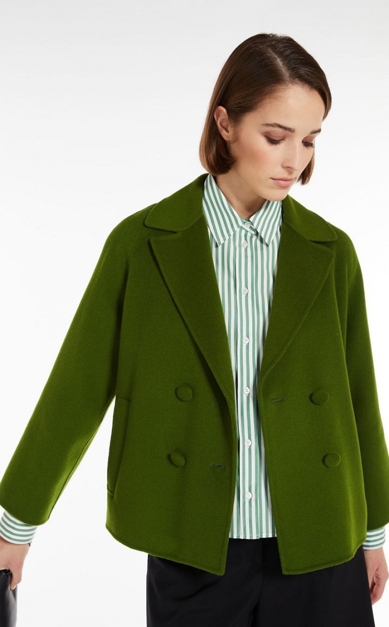 Casacos Max Mara Double-breasted In Wool Verdes | MMR594095