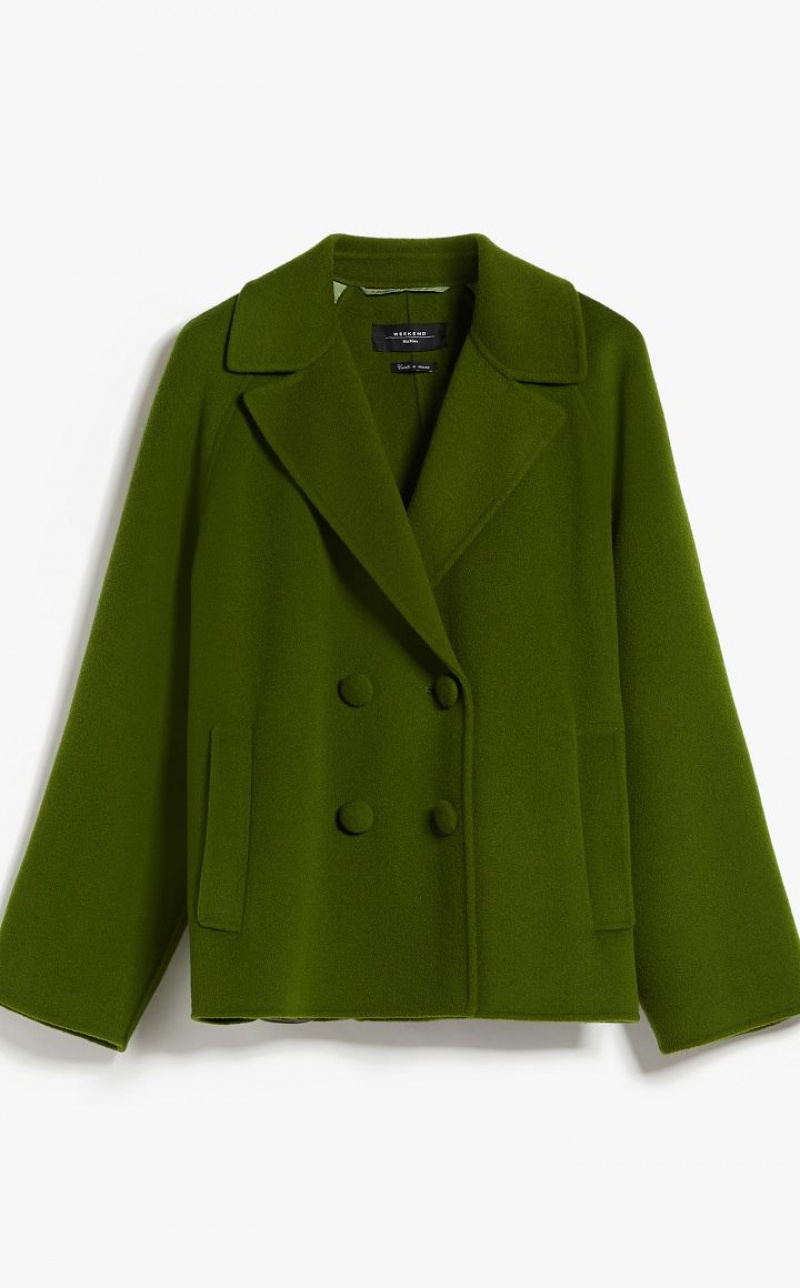 Casacos Max Mara Double-breasted In Wool Verdes | MMR594095