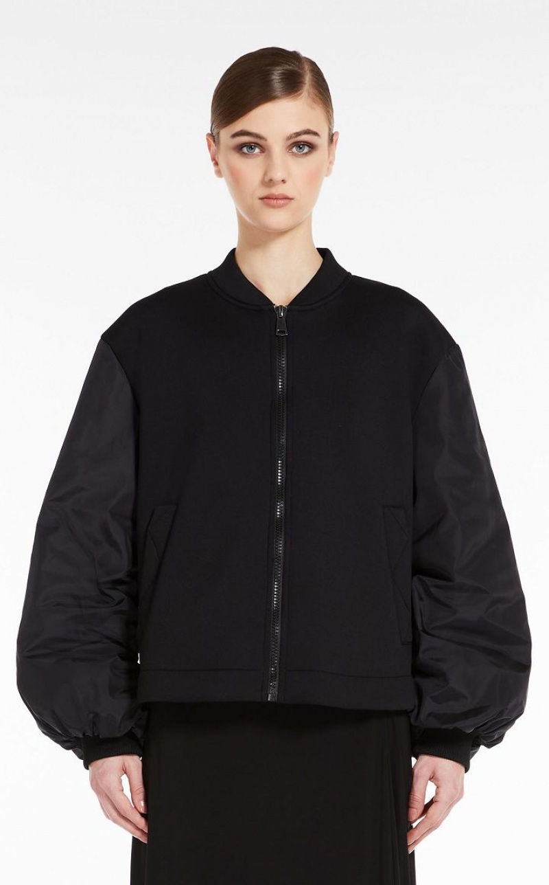 Casacos Max Mara Flared Jersey Bomber Pretas | MMR594042