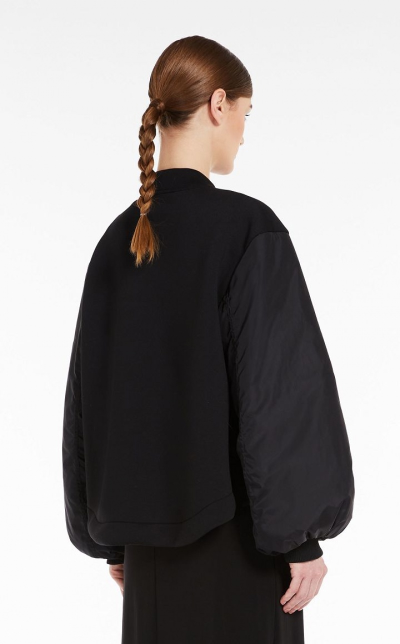 Casacos Max Mara Flared Jersey Bomber Pretas | MMR594042