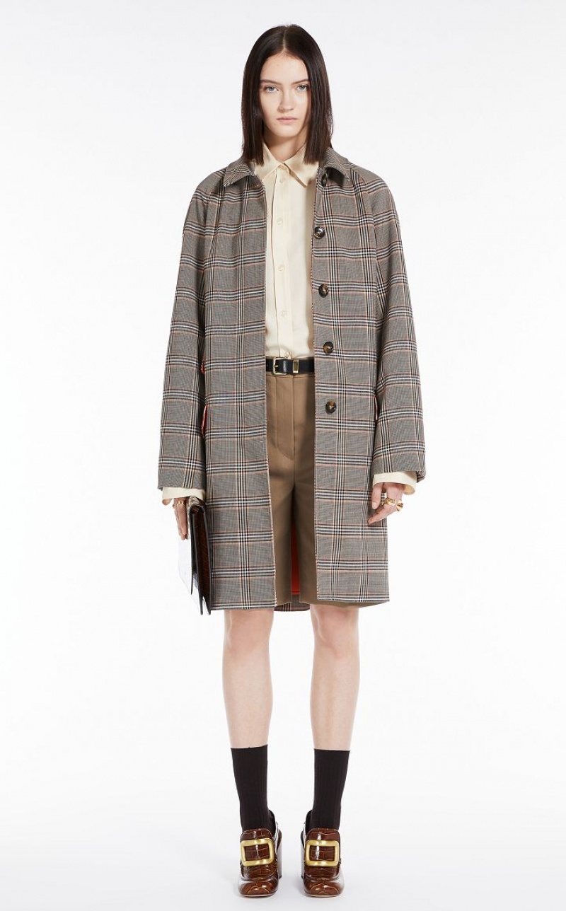 Casacos Max Mara Glen Plaid Duster Marrom | MMR593833