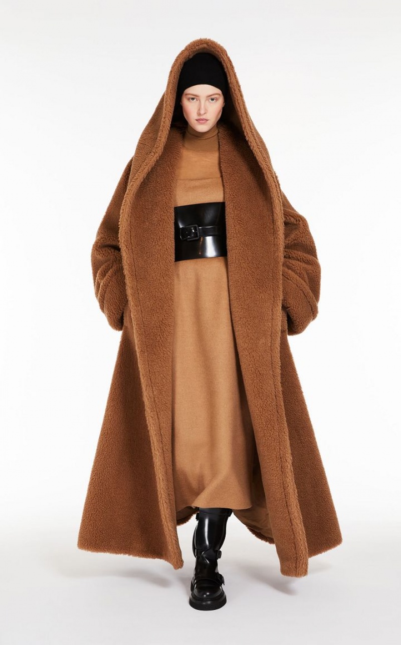 Casacos Max Mara Oversized Teddy Wrap Marrom | MMR593828