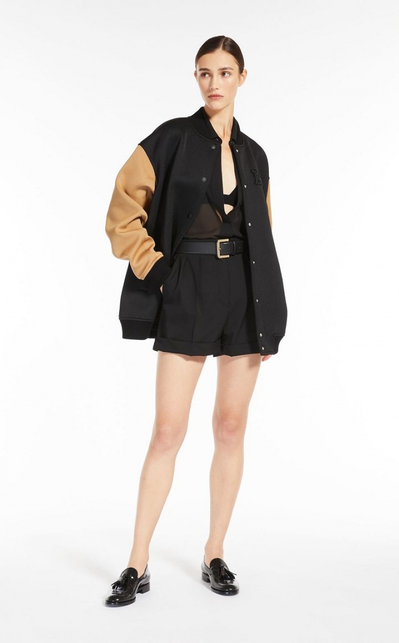 Casacos Max Mara Technical Jersey Bomber Pretas | MMR594089