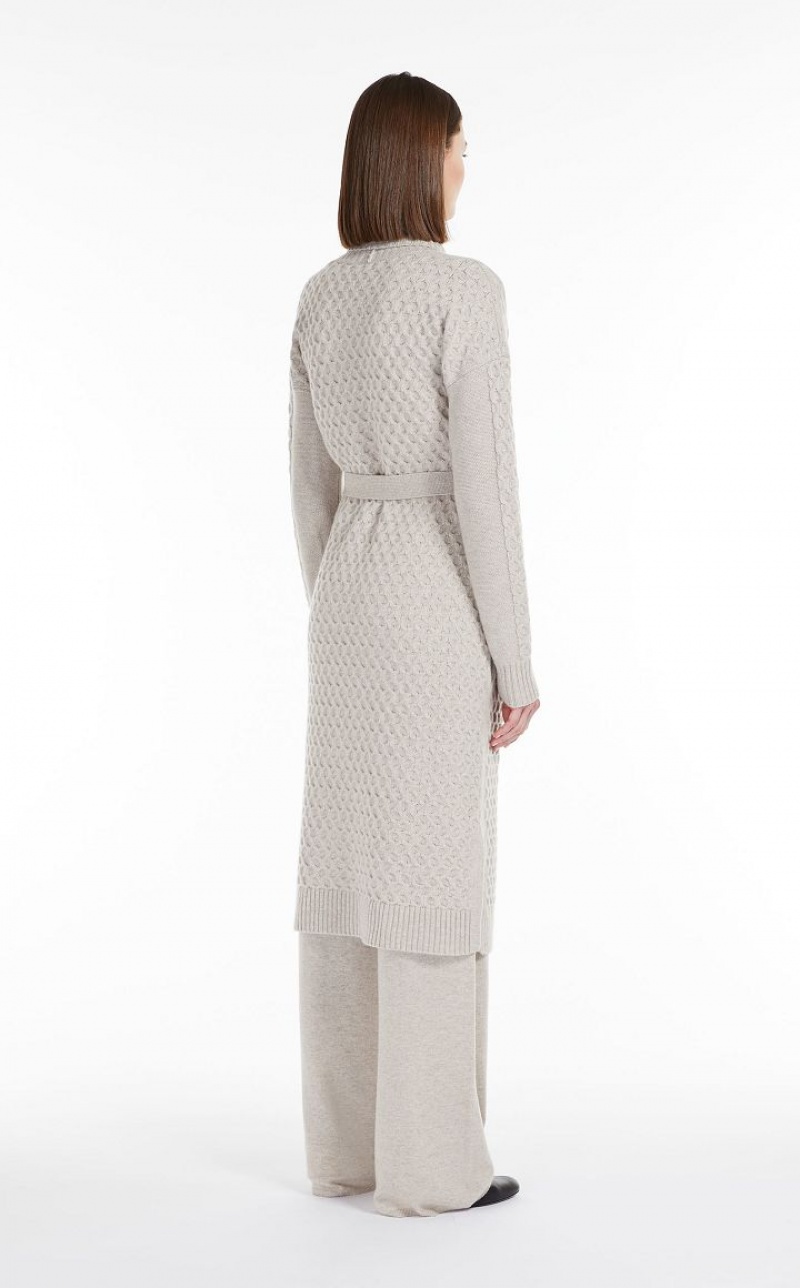 Casacos Max Mara Wool And Cashmere Yarn Maxi Cardigan Bege | MMR593849