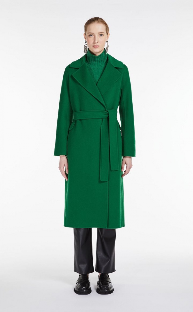 Casacos Max Mara Wool Belted Verdes | MMR593868