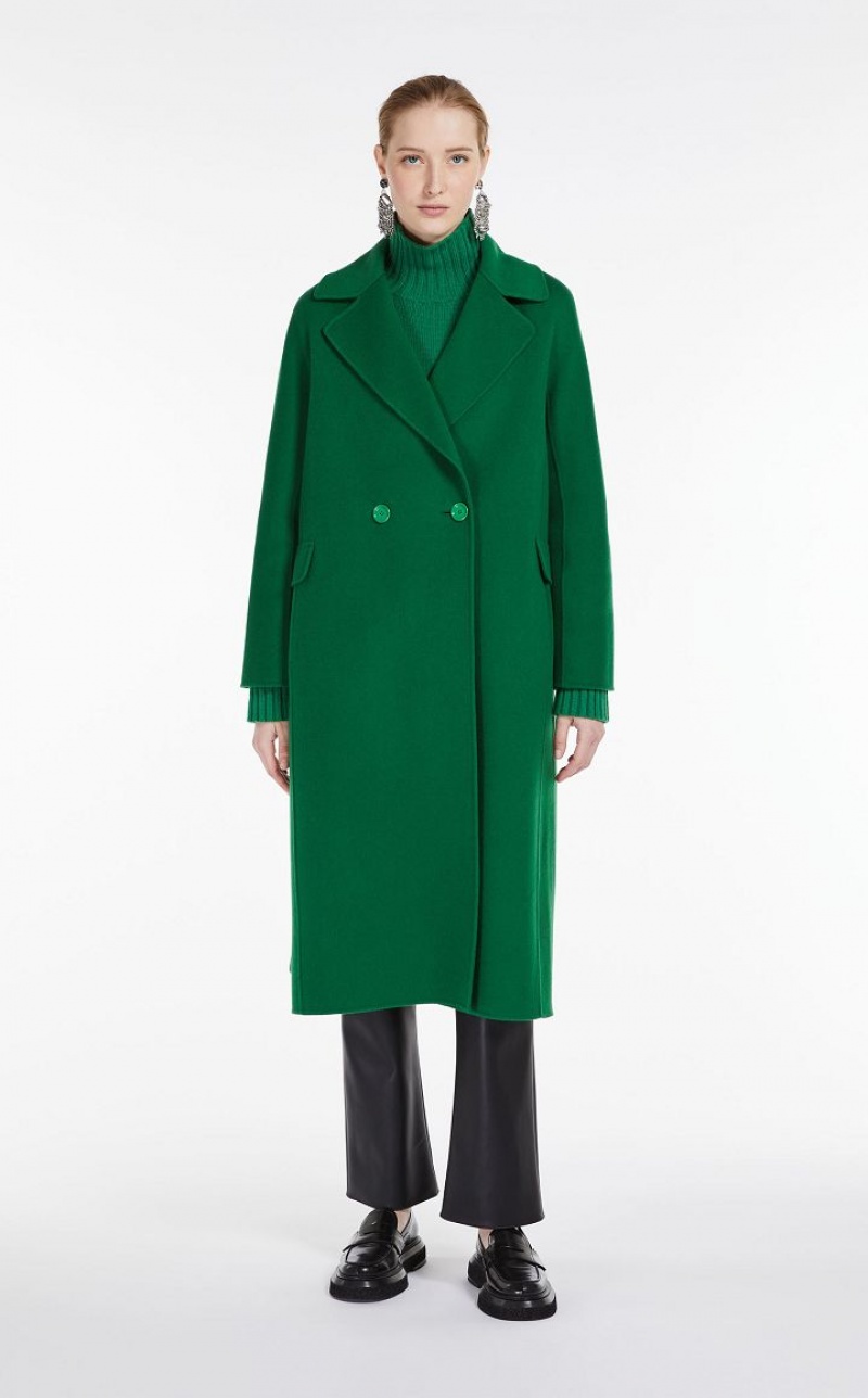 Casacos Max Mara Wool Belted Verdes | MMR593868