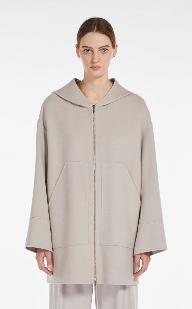 Casacos Max Mara Wool Hoodie Luz Cinzentas | MMR593878