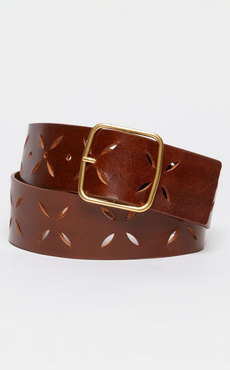 Cintos Max Mara Laser-cut Leather Marrom | MMR594253