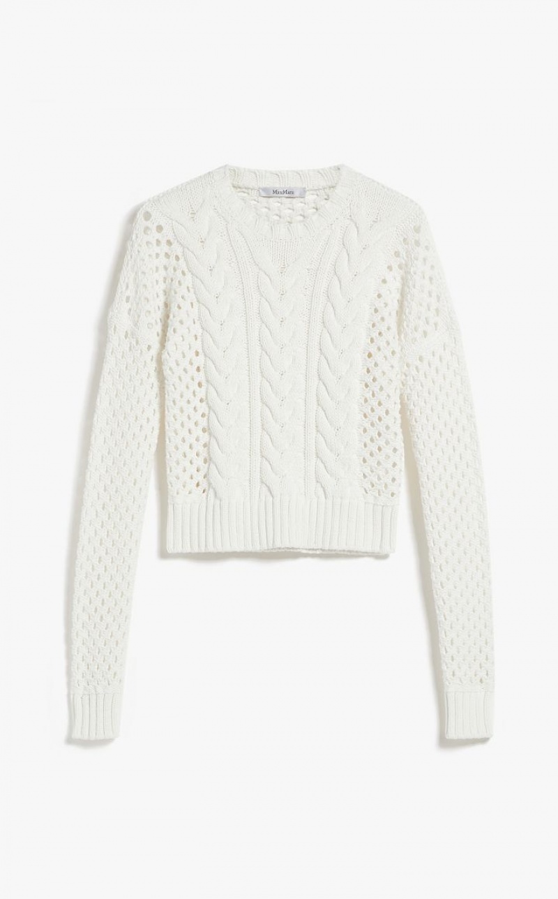 Knitwear Max Mara Cable Cotton Branco | MMR593431