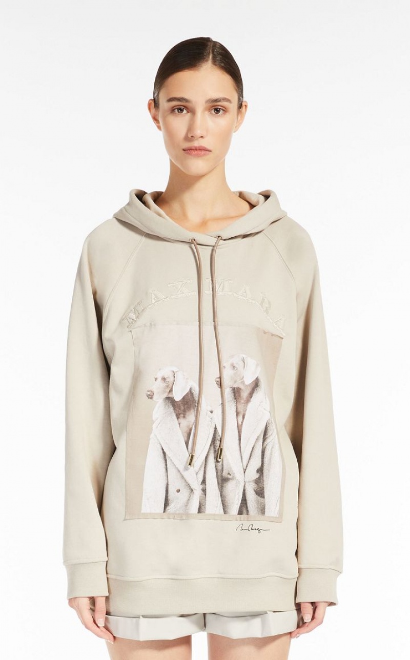 Knitwear Max Mara Cotton Sweatshirt With Wegman Print Marrom | MMR593464