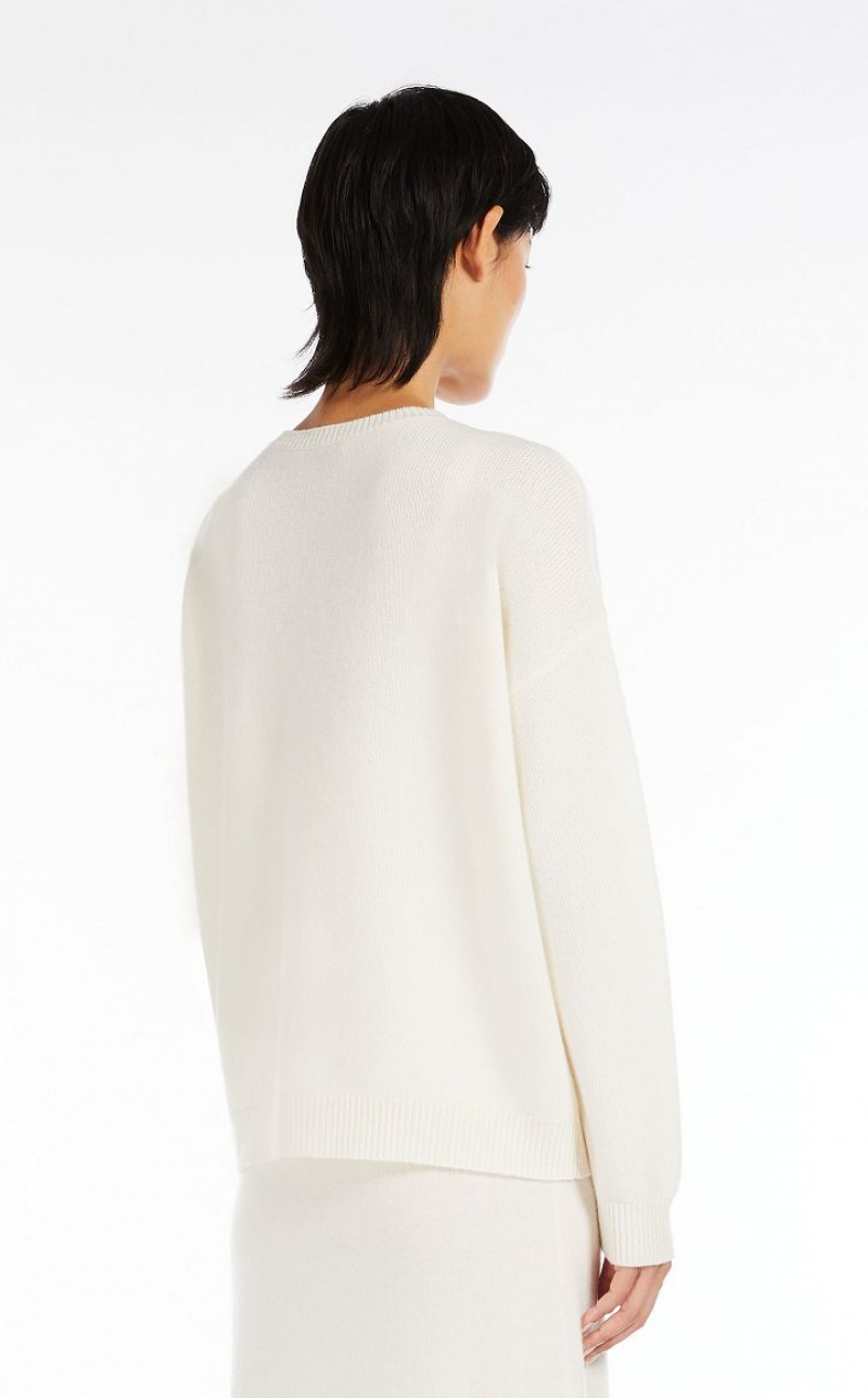 Knitwear Max Mara Jewel Embroidered Cashmere Branco | MMR593421