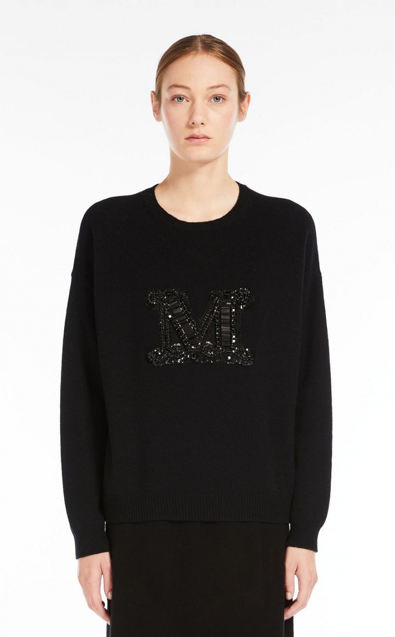 Knitwear Max Mara Jewel Embroidered Cashmere Pretas | MMR593424