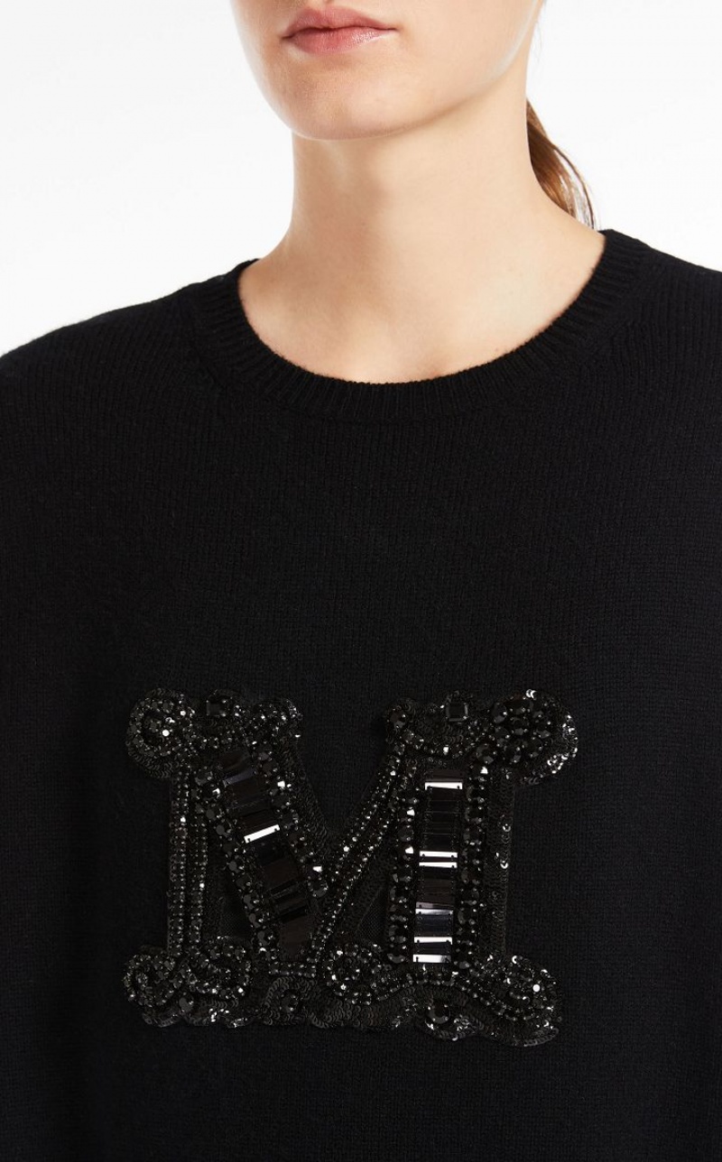 Knitwear Max Mara Jewel Embroidered Cashmere Pretas | MMR593424