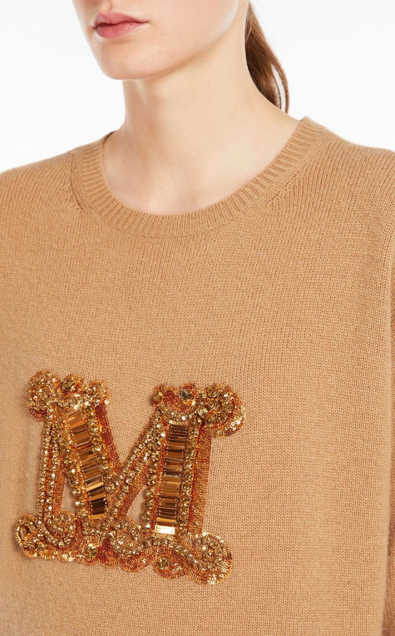 Knitwear Max Mara Jewel Embroidered Cashmere Marrom | MMR593426