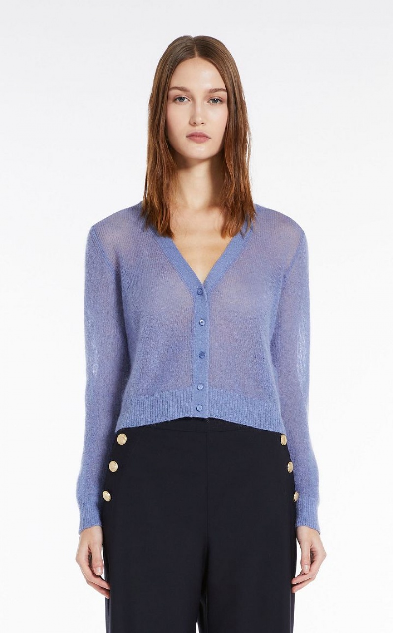 Knitwear Max Mara Mohair Gauze Cardigan Luz Azuis | MMR593461