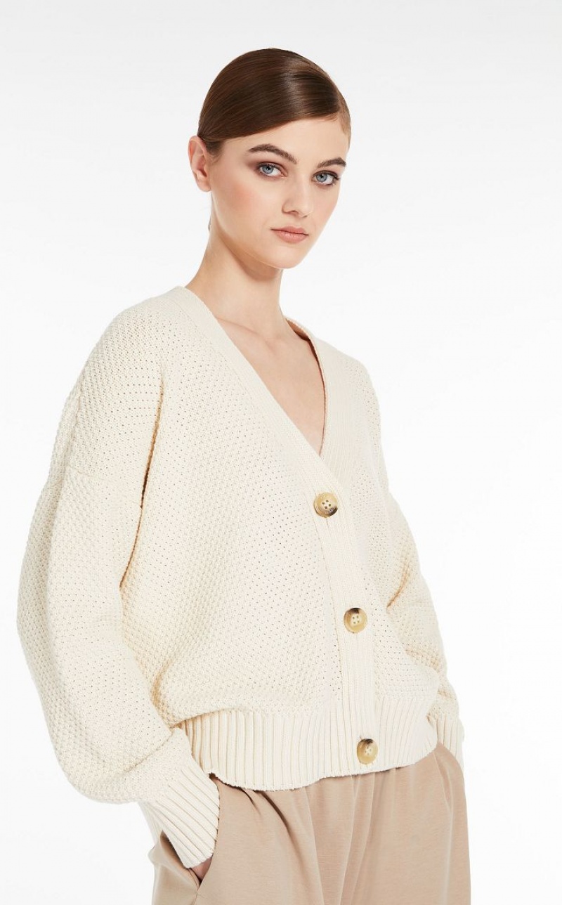 Knitwear Max Mara Oversized Cotton Cardigan Branco | MMR593462