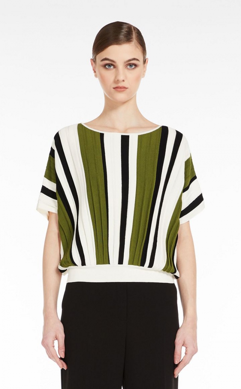 Knitwear Max Mara Pleated Top In Viscose Yarn Verdes | MMR593448