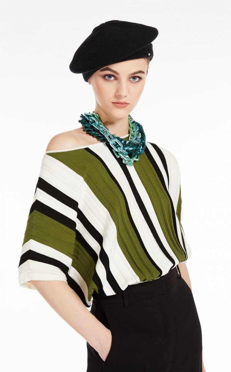 Knitwear Max Mara Pleated Top In Viscose Yarn Verdes | MMR593448