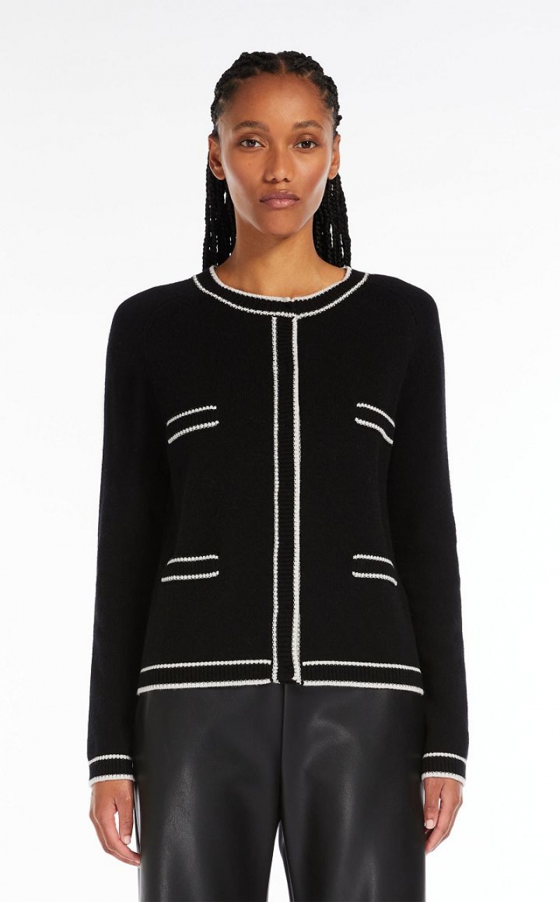 Knitwear Max Mara Pocket-detail Wool And Cashmere Cardigan Pretas | MMR593442