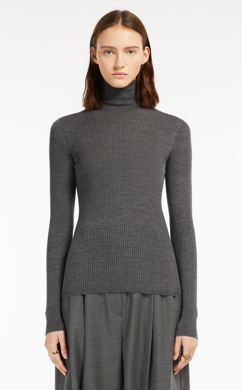 Knitwear Max Mara Pure Virgin Wool Mock Polo-neck Luz Cinzentas | MMR593471