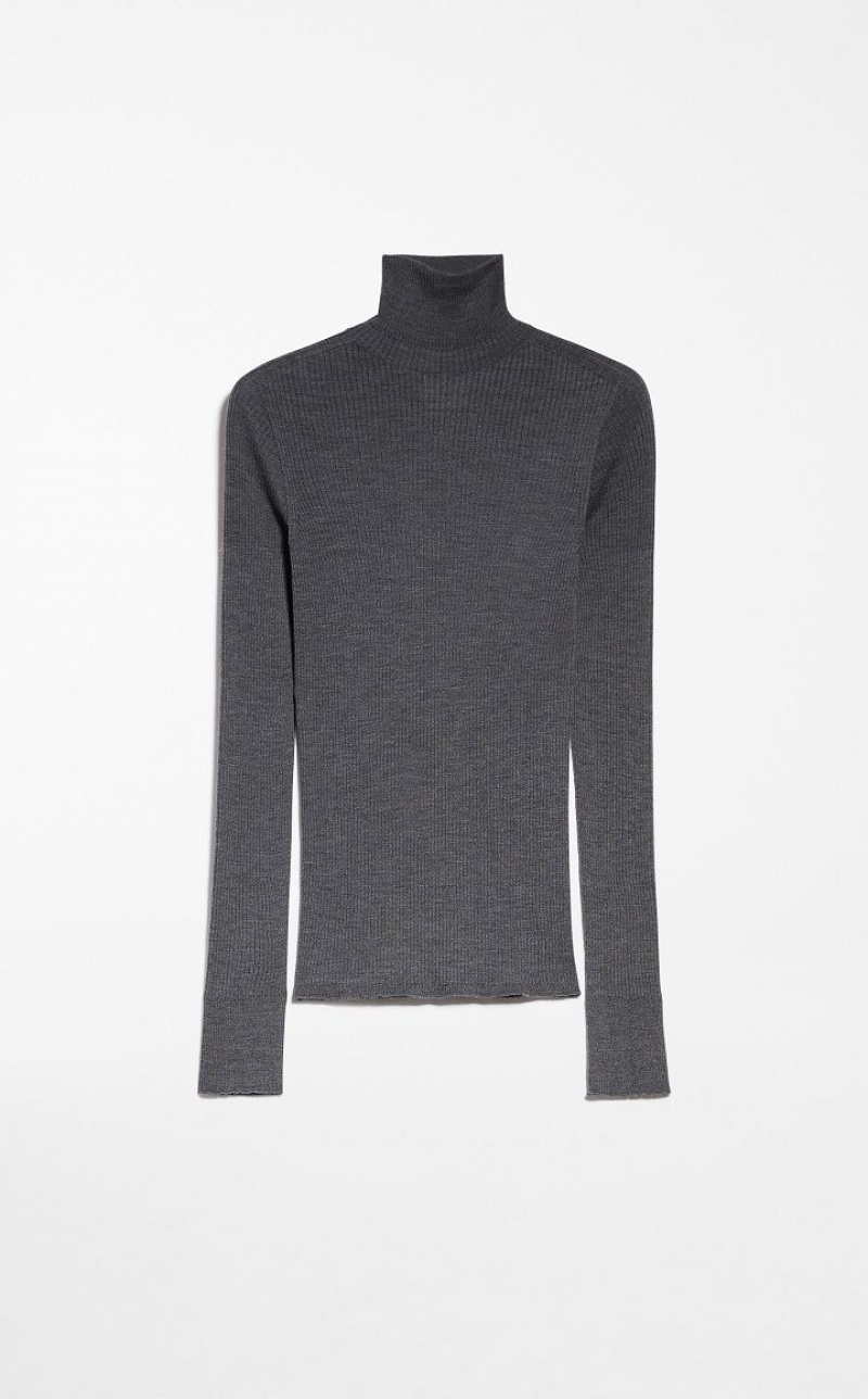 Knitwear Max Mara Pure Virgin Wool Mock Polo-neck Luz Cinzentas | MMR593471