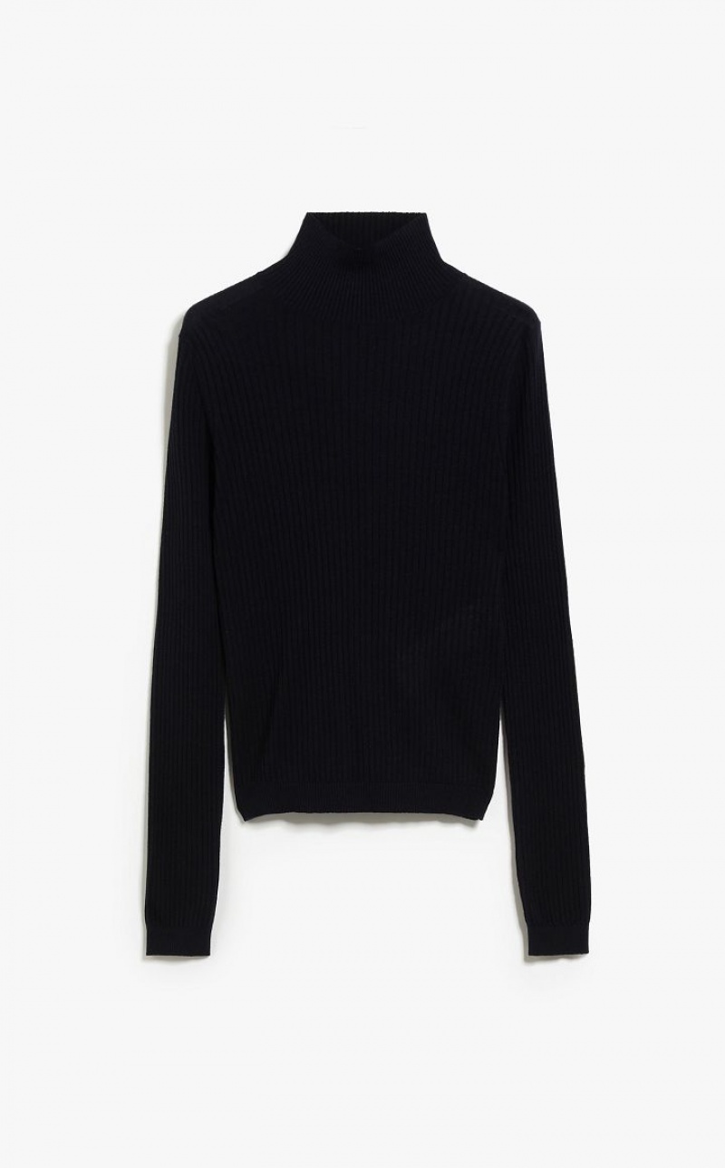 Knitwear Max Mara Rib Wool And Silk Polo-neck Azul Marinho | MMR593463