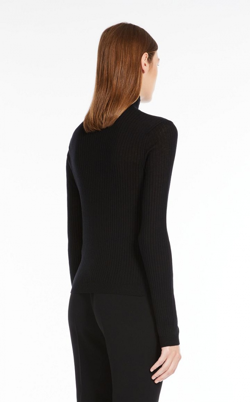 Knitwear Max Mara Rib Wool And Silk Polo-neck Pretas | MMR593466