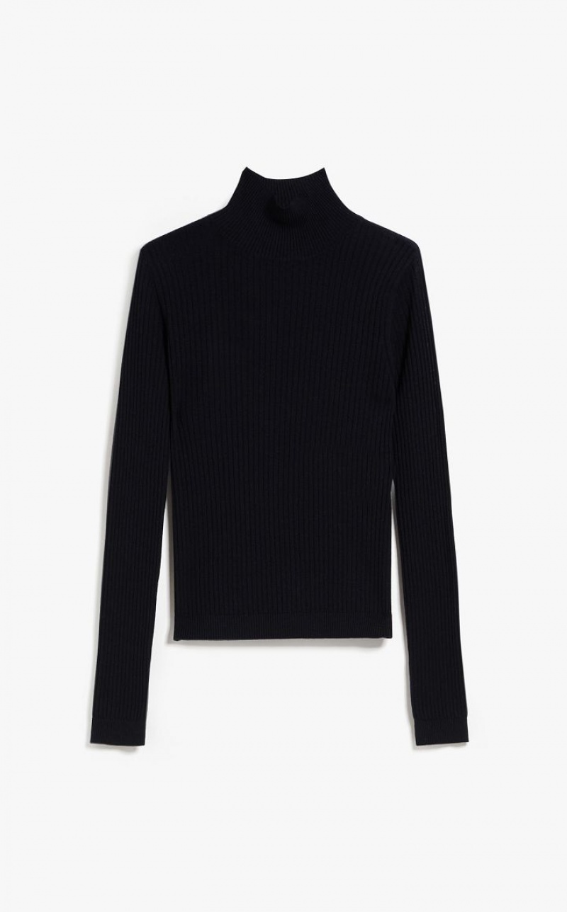 Knitwear Max Mara Rib Wool And Silk Polo-neck Pretas | MMR593466