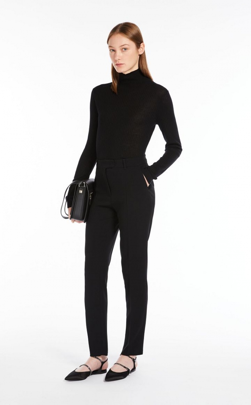 Knitwear Max Mara Rib Wool And Silk Polo-neck Pretas | MMR593466