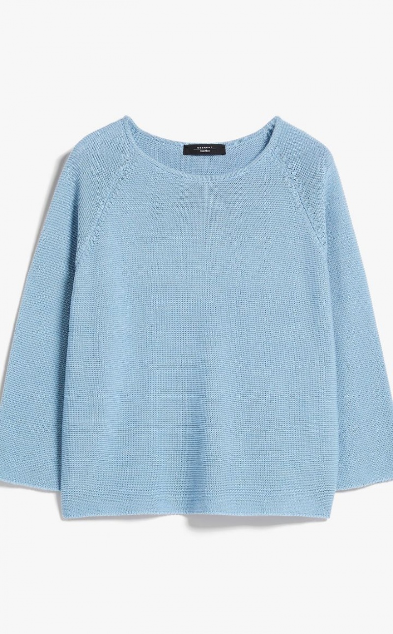 Knitwear Max Mara Round-neck Cotton Top Luz Azuis | MMR593459