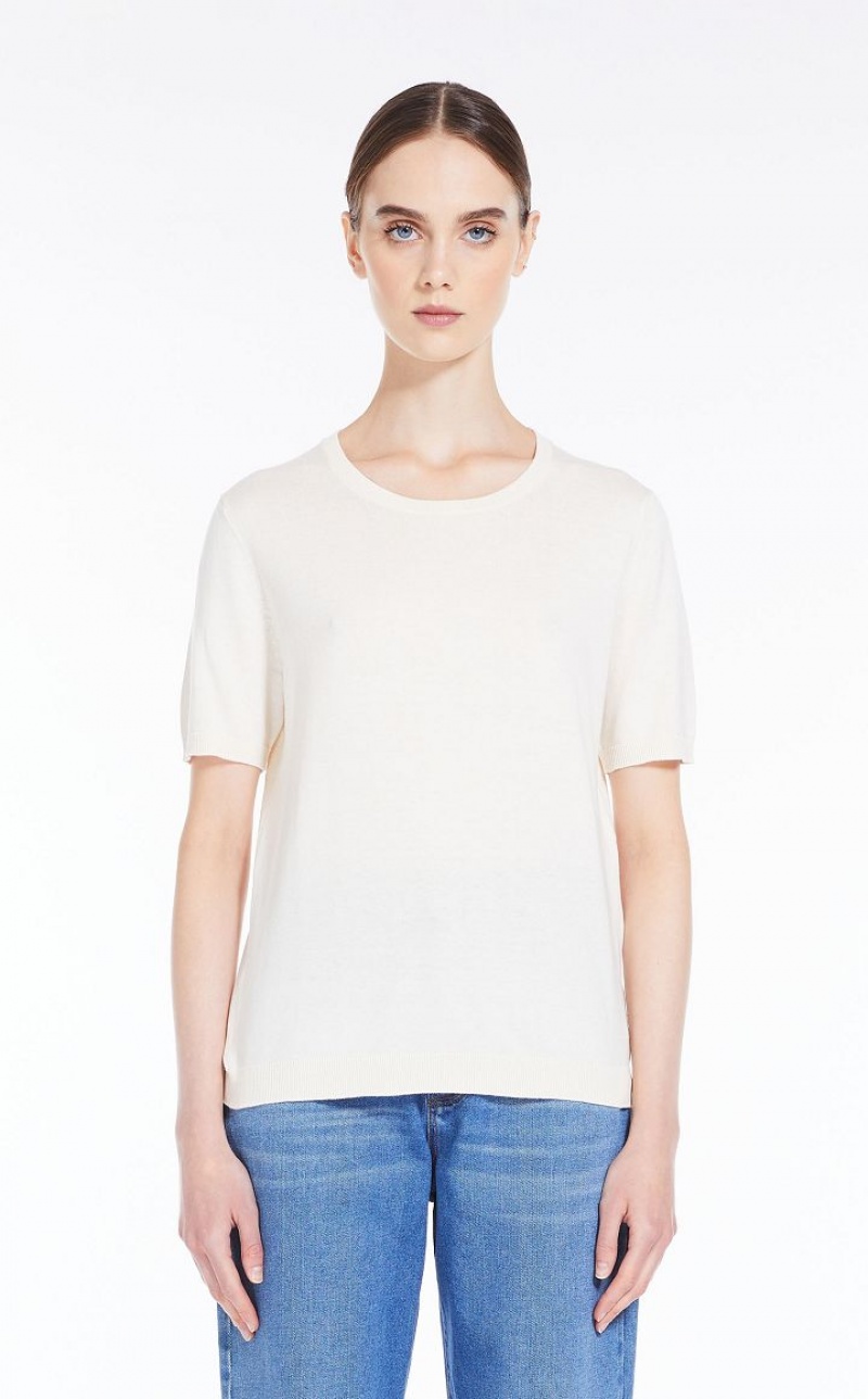 Knitwear Max Mara Silk Blend T-shirt Branco | MMR593460