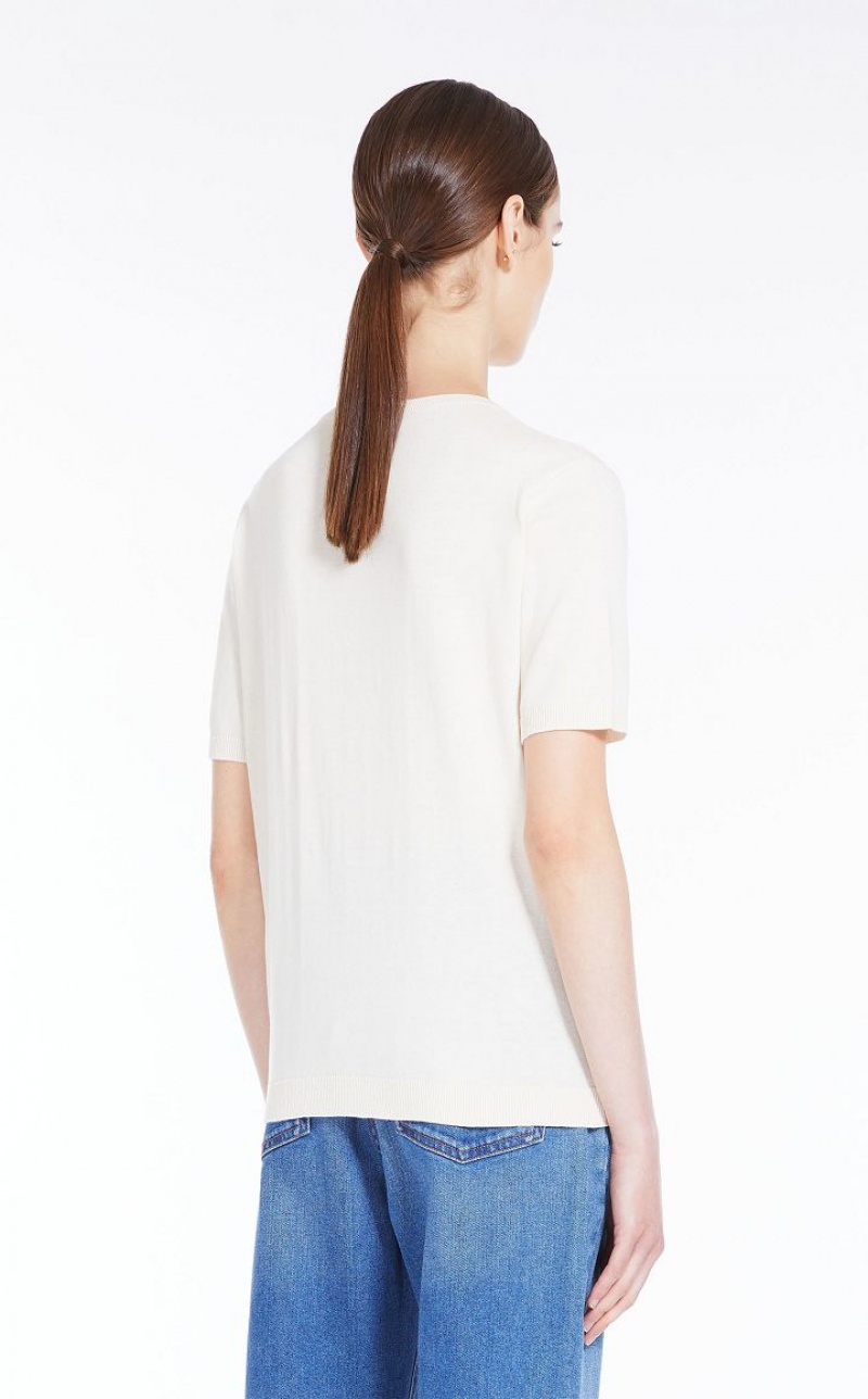 Knitwear Max Mara Silk Blend T-shirt Branco | MMR593460