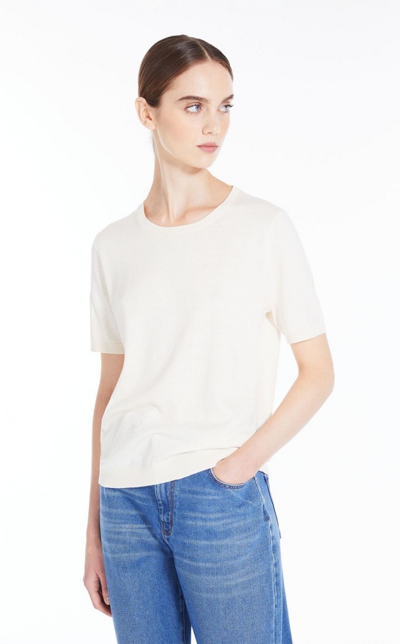 Knitwear Max Mara Silk Blend T-shirt Branco | MMR593460