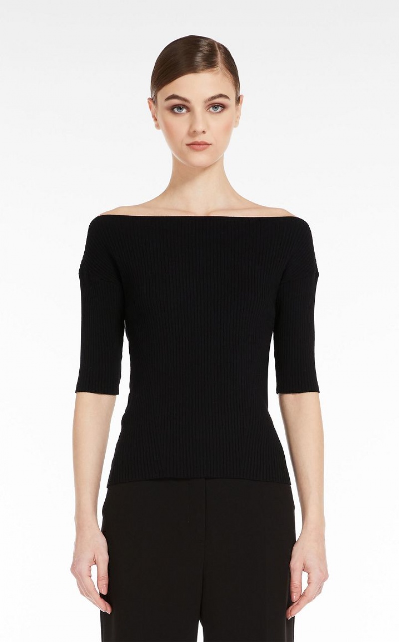 Knitwear Max Mara Top In Ribbed Viscose Yarn Pretas | MMR593457