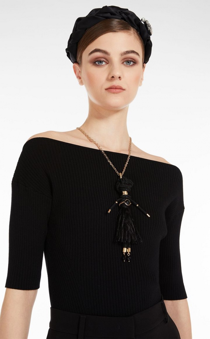 Knitwear Max Mara Top In Ribbed Viscose Yarn Pretas | MMR593457