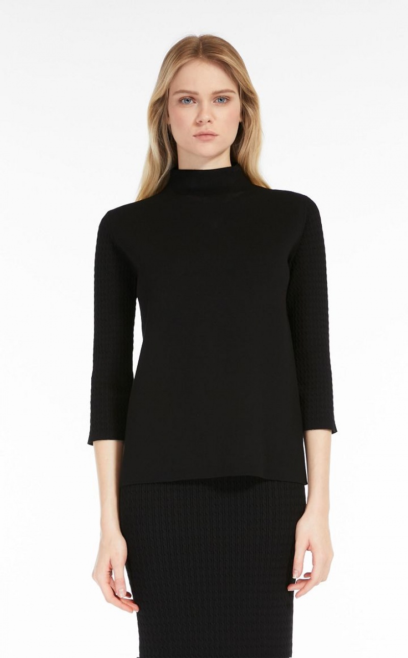 Knitwear Max Mara Viscose With Cable Sleeves Pretas | MMR593453