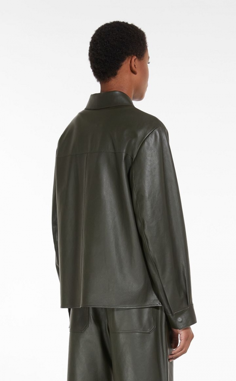 Leather Max Mara Jackets Azul Claro | MMR594015