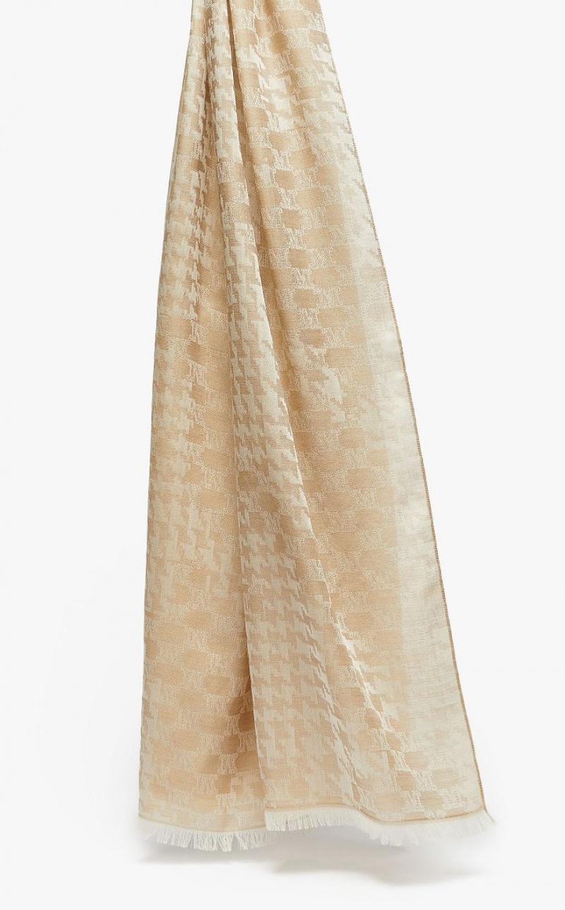 Lenços Max Mara Jacquard-knit Wool And Silk Stole Marrom | MMR594262