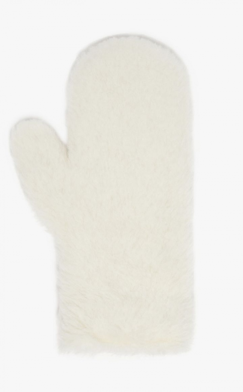 Luvas Max Mara Mittens In Teddy Fabric Branco | MMR594229