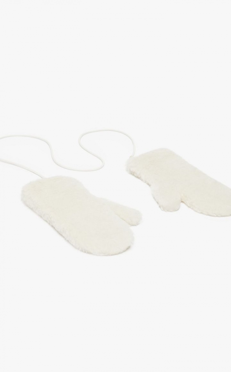 Luvas Max Mara Mittens In Teddy Fabric Branco | MMR594229