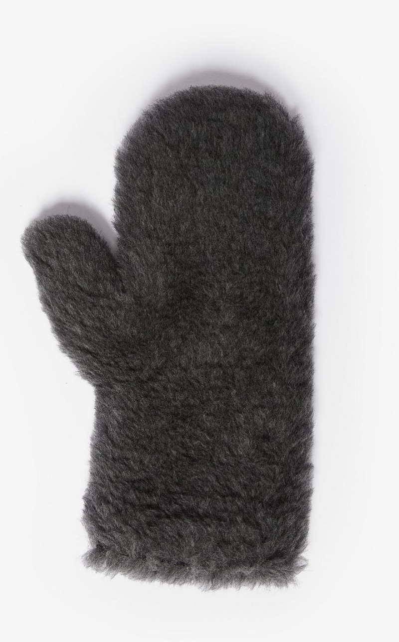 Luvas Max Mara Mittens In Teddy Fabric Cinzentas Escuro | MMR594230