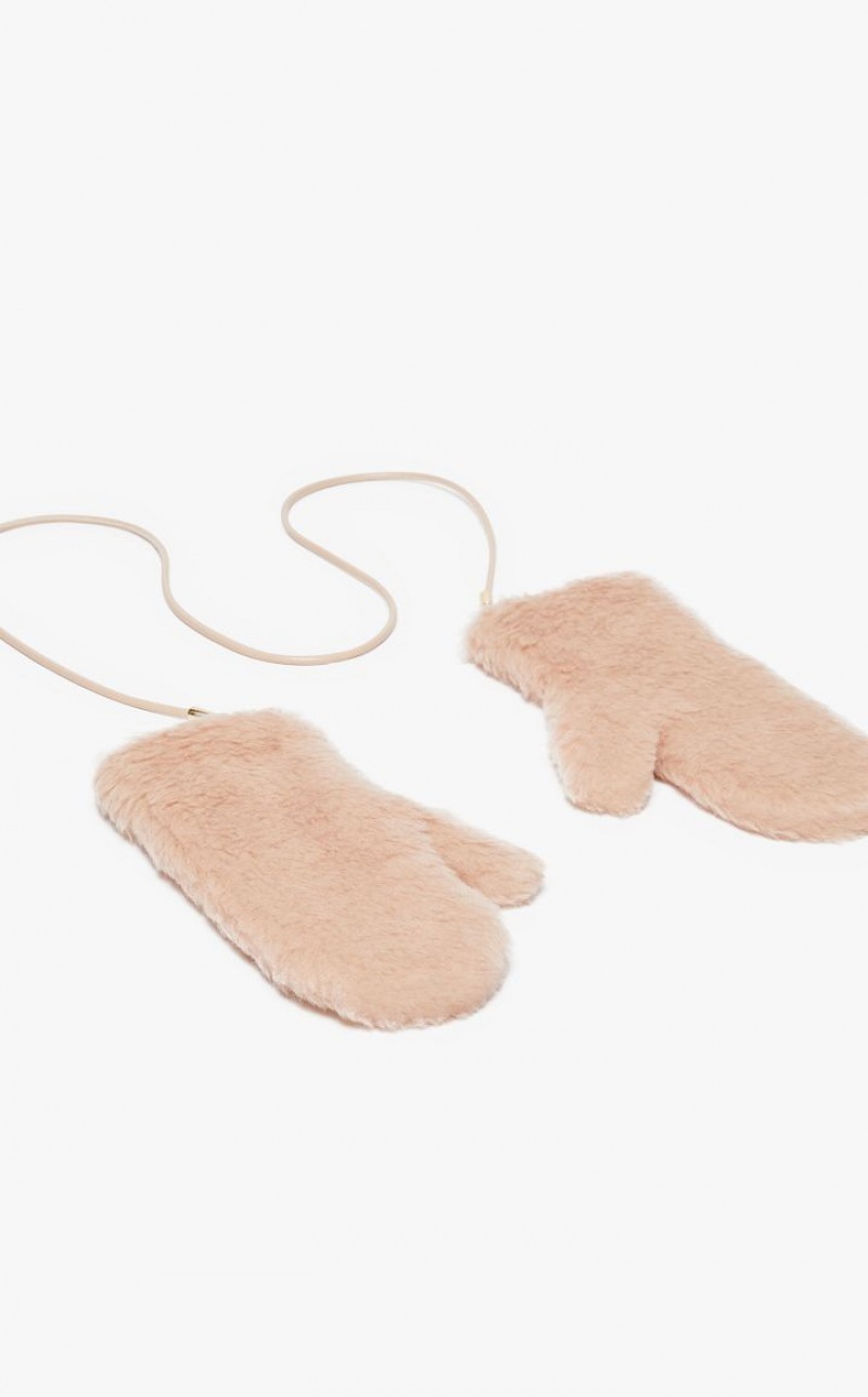 Luvas Max Mara Mittens In Teddy Fabric Rosa | MMR594228