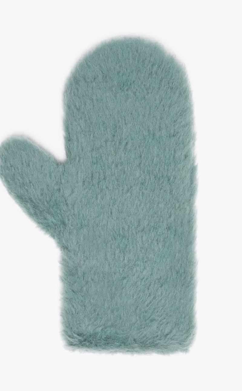 Luvas Max Mara Mittens In Teddy Fabric Verde Oliva Verdes | MMR594227