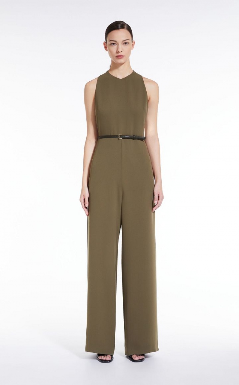 Macacão Max Mara Wide Leg Cady Verde Oliva Verdes | MMR593417