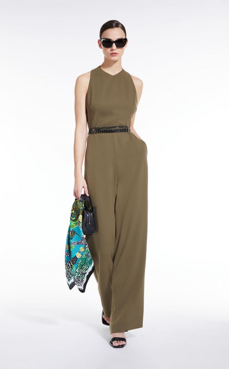 Macacão Max Mara Wide Leg Cady Verde Oliva Verdes | MMR593417