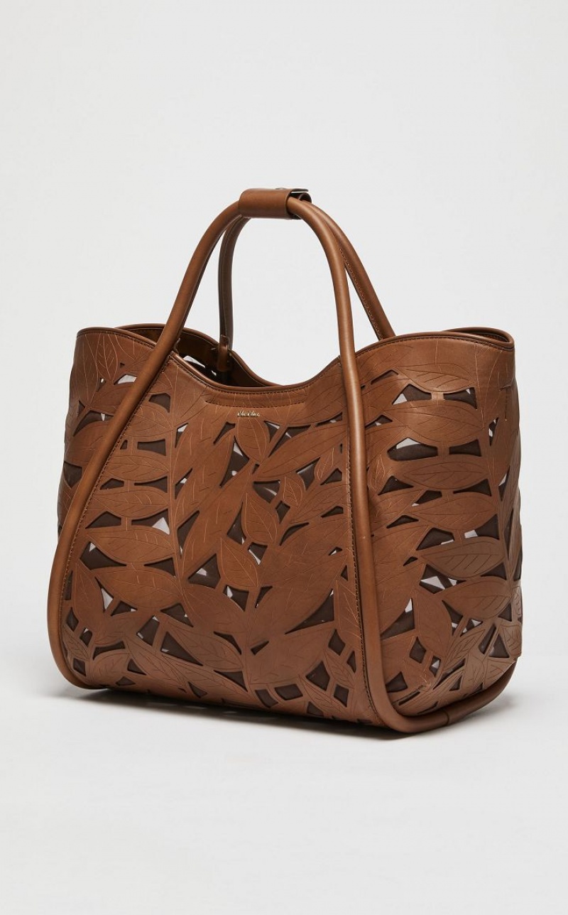 Marine Bag Max Mara In Carved Leather Marrom | MMR594125